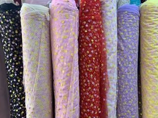 Sỉ vải hoa may cột tóc scrunchies