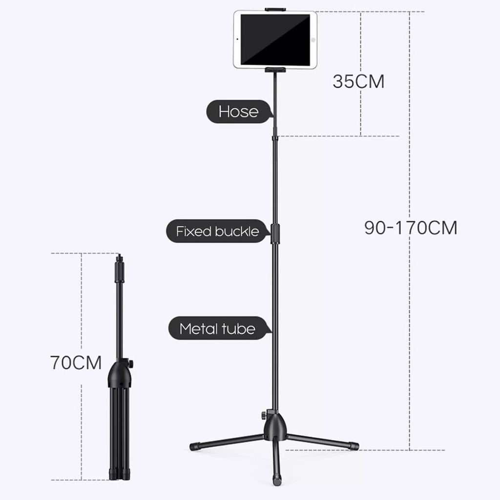 Giá đỡ treo điện thoại ipad máy tính bảng đa năng để ngồi nằm giường, Cây tripod 3 chân livestream xem phim du lịch