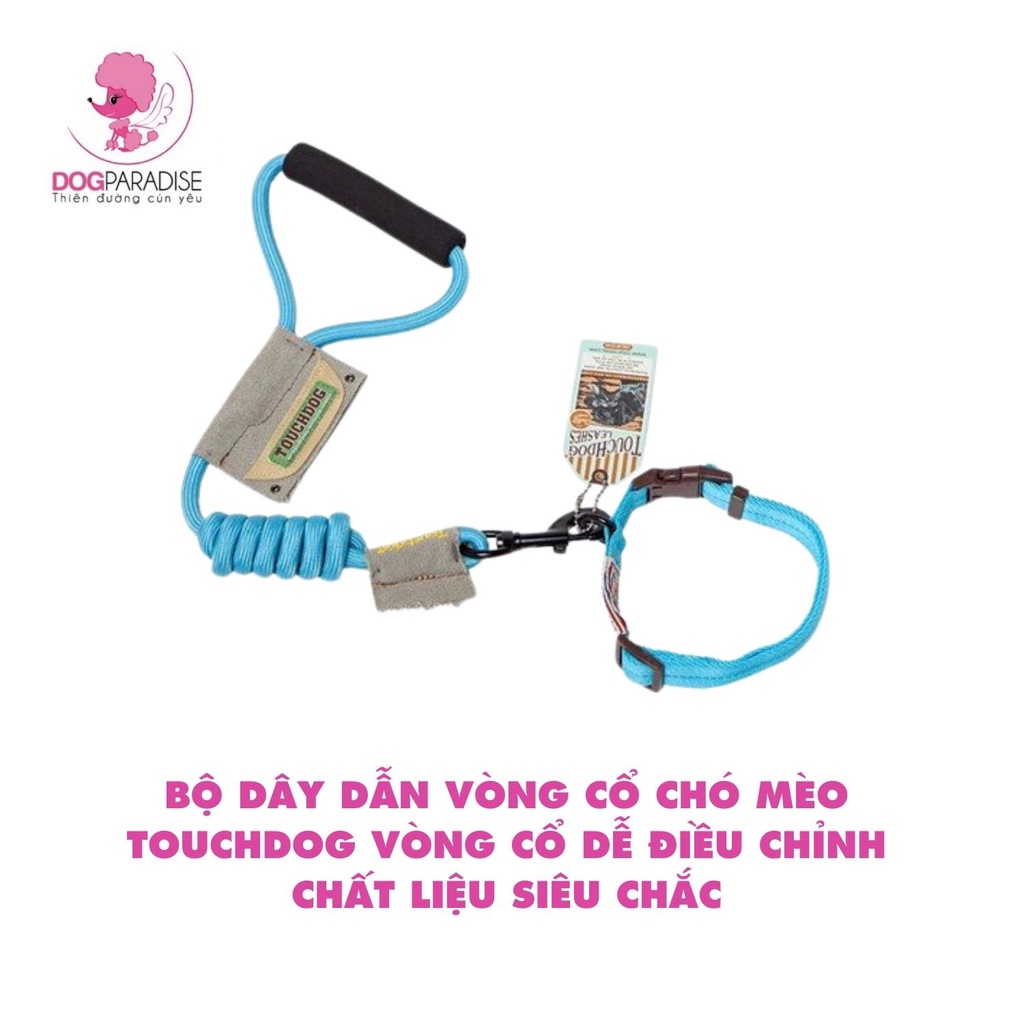 Bộ dây dẫn vòng cổ chó mèo Touchdog vòng cổ dễ điều chỉnh chất liệu siêu chắc nhiều màu sắc và kích cỡ - Dog Paradise