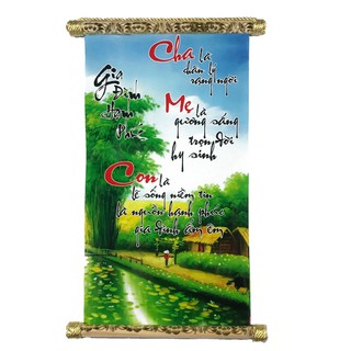 Tranh chữ thư pháp Cha Mẹ Con trang trí tại gia đình, văn phòng