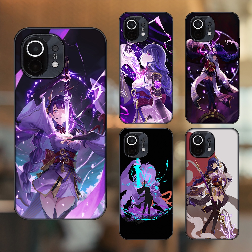 Ốp lưng Xiaomi Mi 11 viền đen in hình Raiden Shogun Genshin Impact