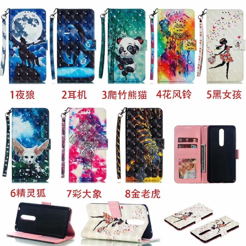 Vỏ Bao Da Pu Điện Thoại Nắp Lật Kiêm Ví Đựng Thẻ Hình Lukisan 3d Nhiều Ngăn Cho Iphone Xs Max / X / Xr / Xs / 6s / 6plus / 7s / 8 Plus Ốp