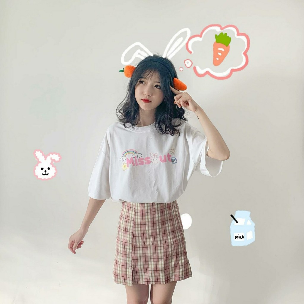 Áo Thun Form Rộng MISSOUT BUNNY Unisex Nam Nữ - Kiểu áo phông form rộng tay lỡ Ulzzang Nelly - Leevin Store | BigBuy360 - bigbuy360.vn