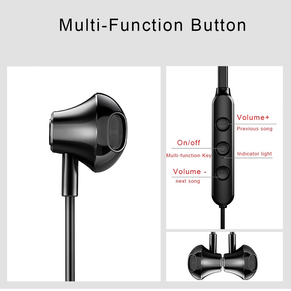 Wemitom  5 Headset Wireless Earphone with Microphone Volume Adjustable for iPhone Xiaomi Android iOS Device Call/Music