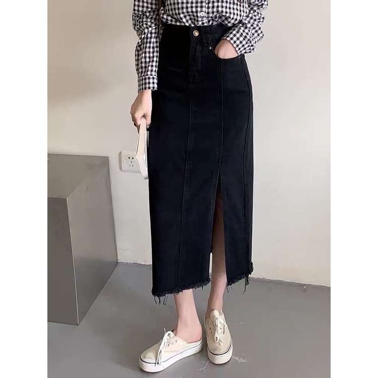 Chân váy cạp cao dáng dài phong cách Ulzzang_A11