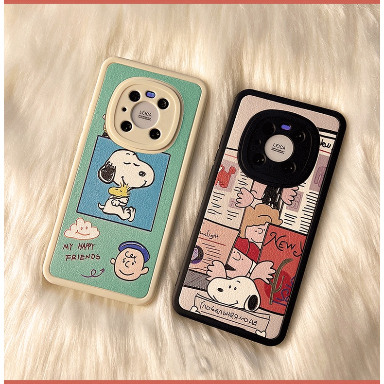 Redmi 9A 10A note 10 5G 9S 9 9Pro 7 xiaomi Mi 11 Lite 10 9 8 POCO M3 M4 Pro 5G F3 Cute Cartoon Snoopy ins Lambskin Airbag Fine Hole Shockproof Lens Protection High Quality Soft Phone Case KQ 17