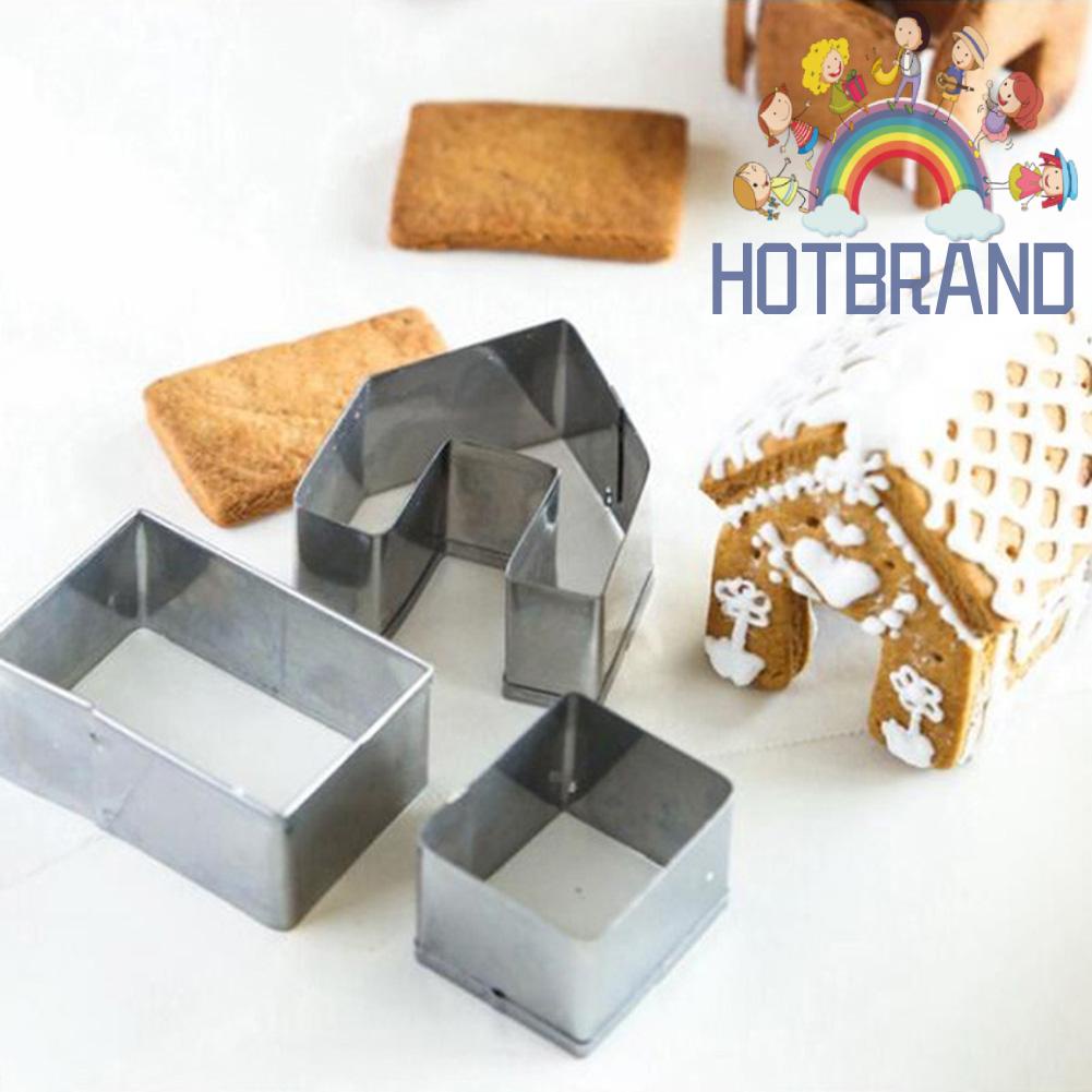 Khuôn làm bánh hình ngôi nhà gừng 3D mini bằng thép không gỉ