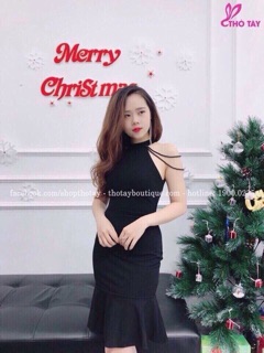 Đầm ngọc trai rớt vai đuôi cá