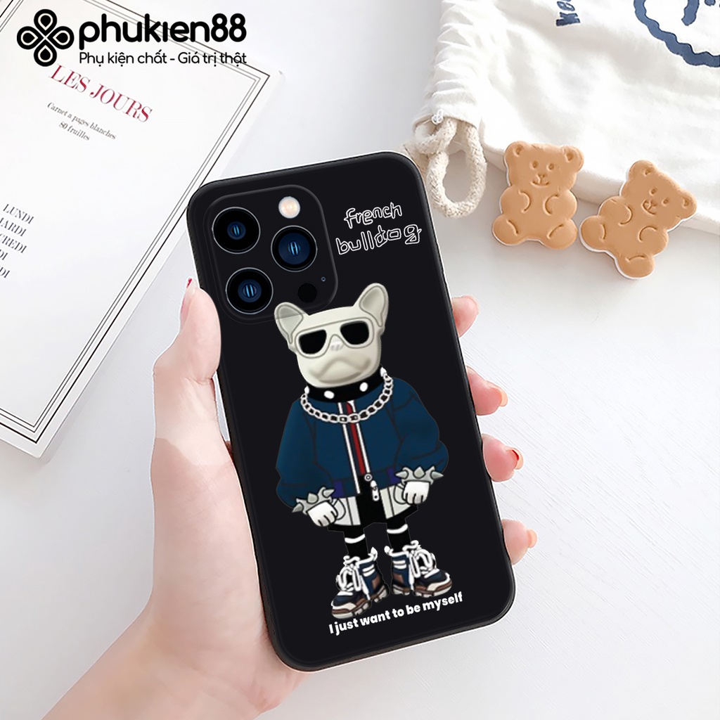 Ốp lưng ip French Bulldog cạnh vuông 6/6plus/6s/6splus/7/7plus/8/8plus/x/xr/xs/11/12/13/pro/max/plus/promax