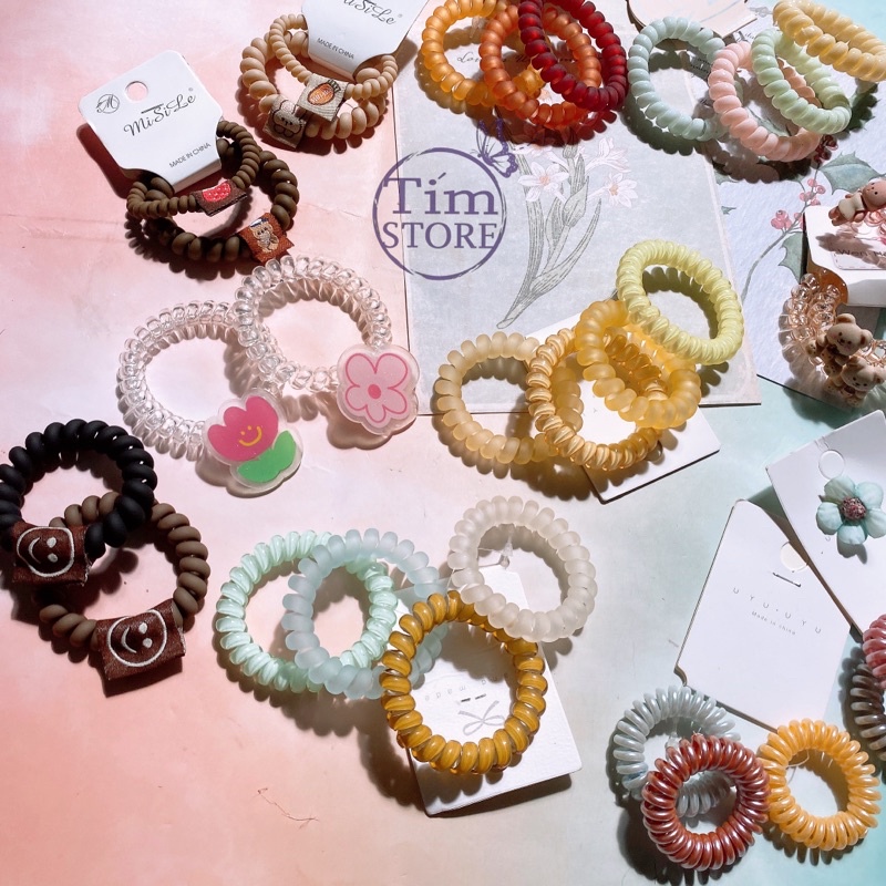 Dây cột tóc nữ lò xo nhiều mẫu TÍM STORE phụ kiện tóc thời trang nữ phong cách hàn quốc