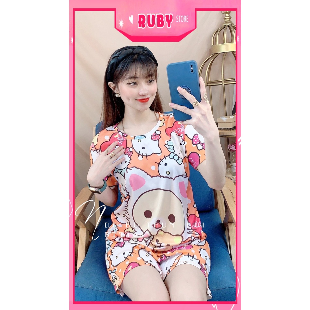 Đồ bộ nữ mặc nhà chất thun mềm mát in hình hoạt hình dễ thương BTT108