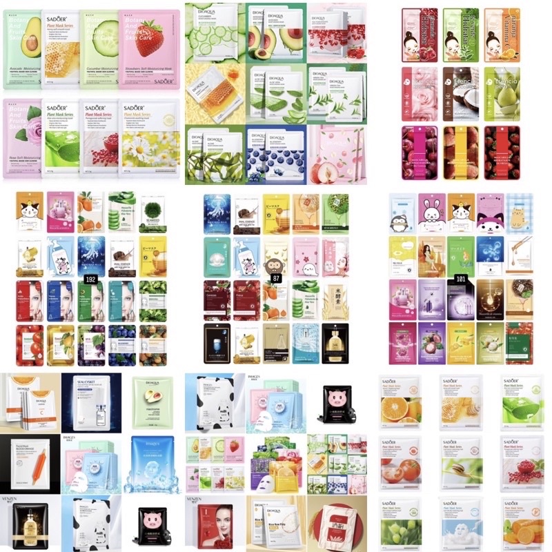 COMBO 50 Mặt nạ nội địa trung combo 50 mask trái cây serum dưỡng ẩm trắng sáng da mờ thâm thẹo giảm mụn viêm, mềm mịn da | BigBuy360 - bigbuy360.vn