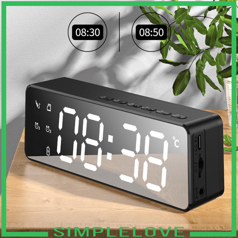 Loa Bluetooth Không Dây Kiêm Đồng Hồ Báo Thức Tích Hợp Fm Radio Có Đèn Led