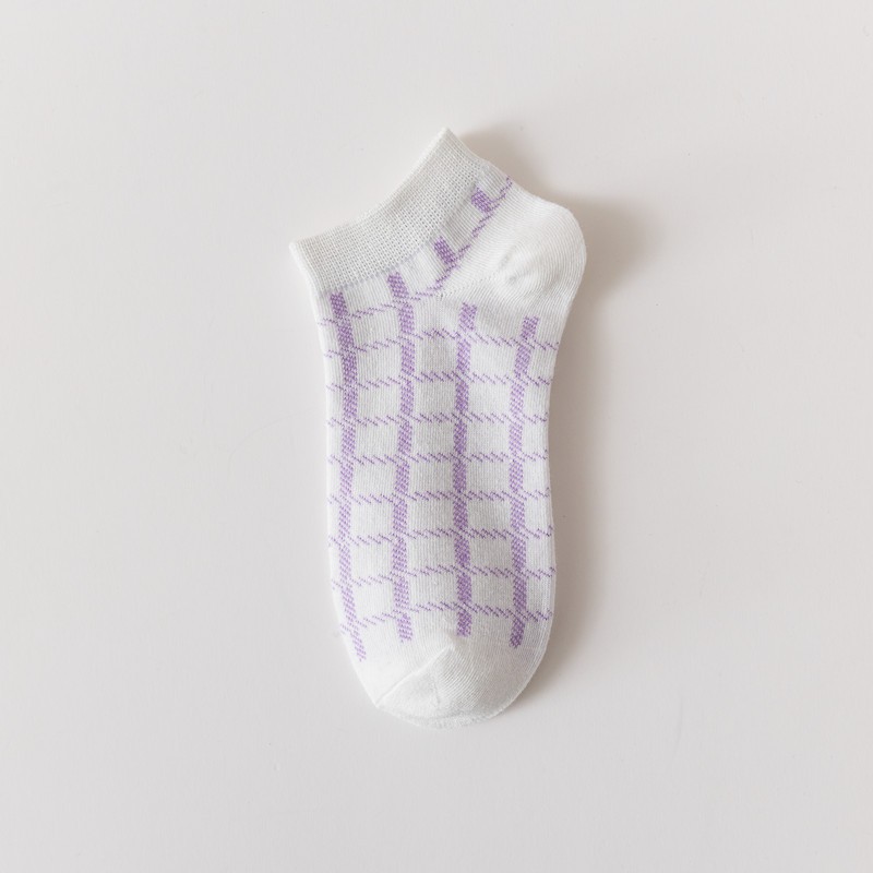 Vớ WAFNHA D434 cotton trong suốt kẻ sọc tím cho nữ