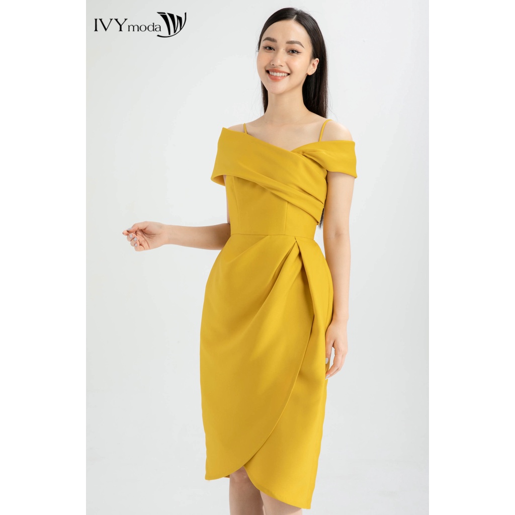 Đầm dạ hội Taffeta kiểu xếp IVY moda MS 45S2542