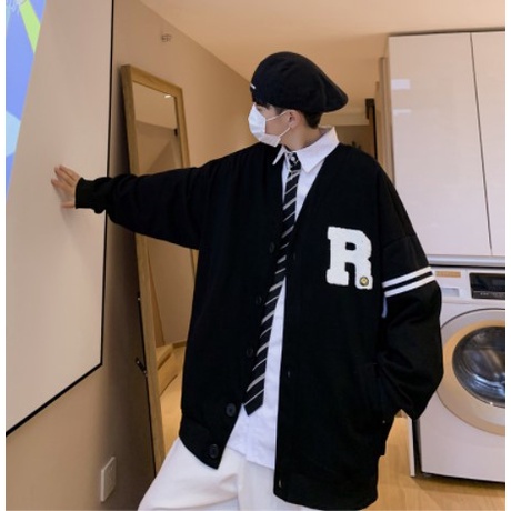 Áo khoác ngoài nam form rộng Áo cardigan nam khoác ngoài form rộng vải nỉ thời trang học sinh hàn quốc