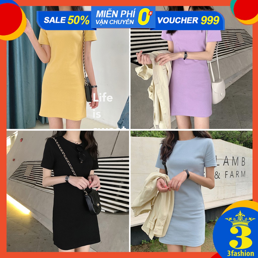 Đầm Thun Suông Trơn Basic Cổ Tròn Tay Ngắn Vải Đẹp Mát Stye Hàn Quốc - MSP D01 | BigBuy360 - bigbuy360.vn