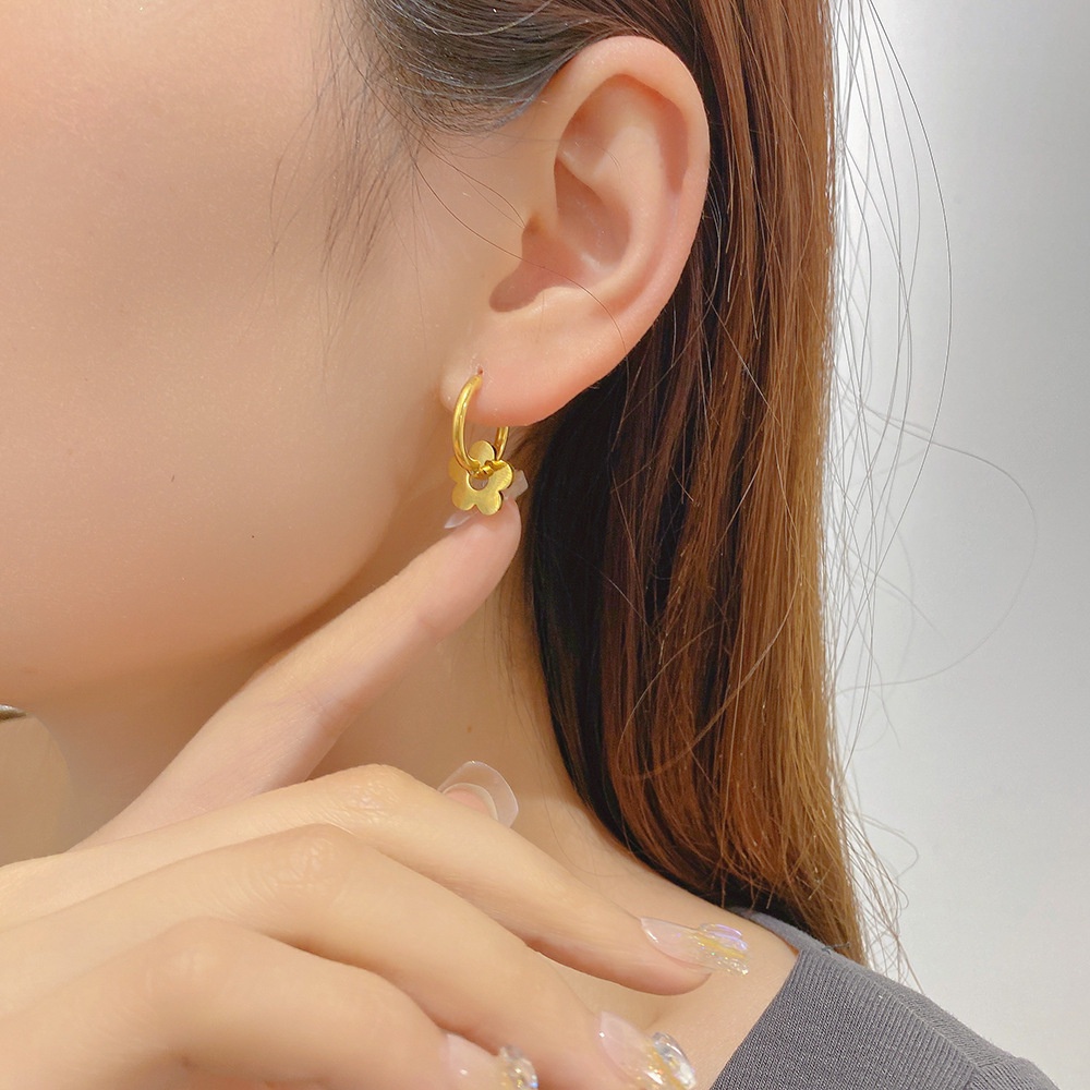 Bông tai nữ chuôi bạc 925 Eleanor Accessories hình tròn hình bông hoa phụ kiện trang sức 4480
