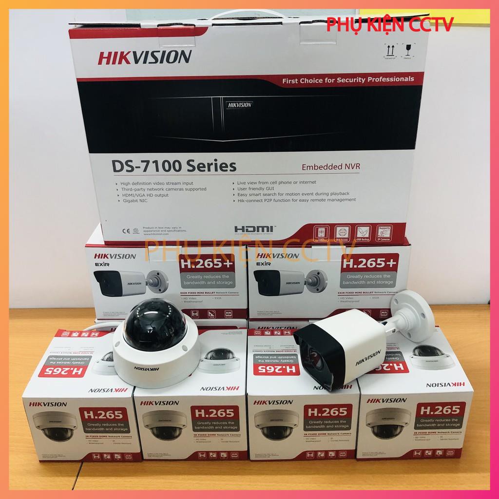 Bộ Camera Hikvision ip 2mp 5/6/7/8 mắt hỗ trợ POE full phụ kiện lắp đặt