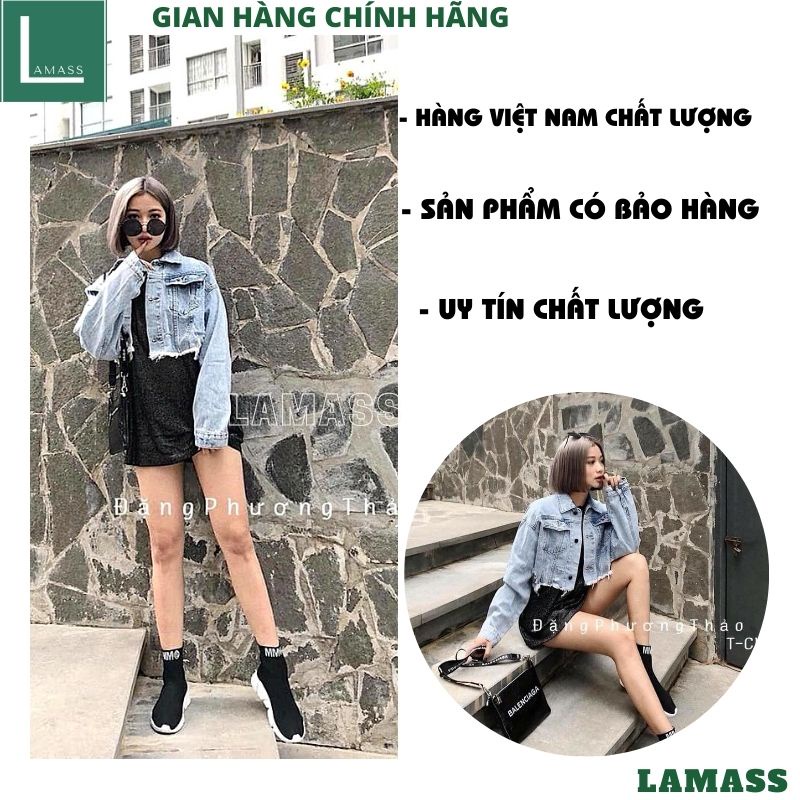 Áo khoác jeans bò croptop rách sau lưng kiểu dáng hàn quốc -LAMASS