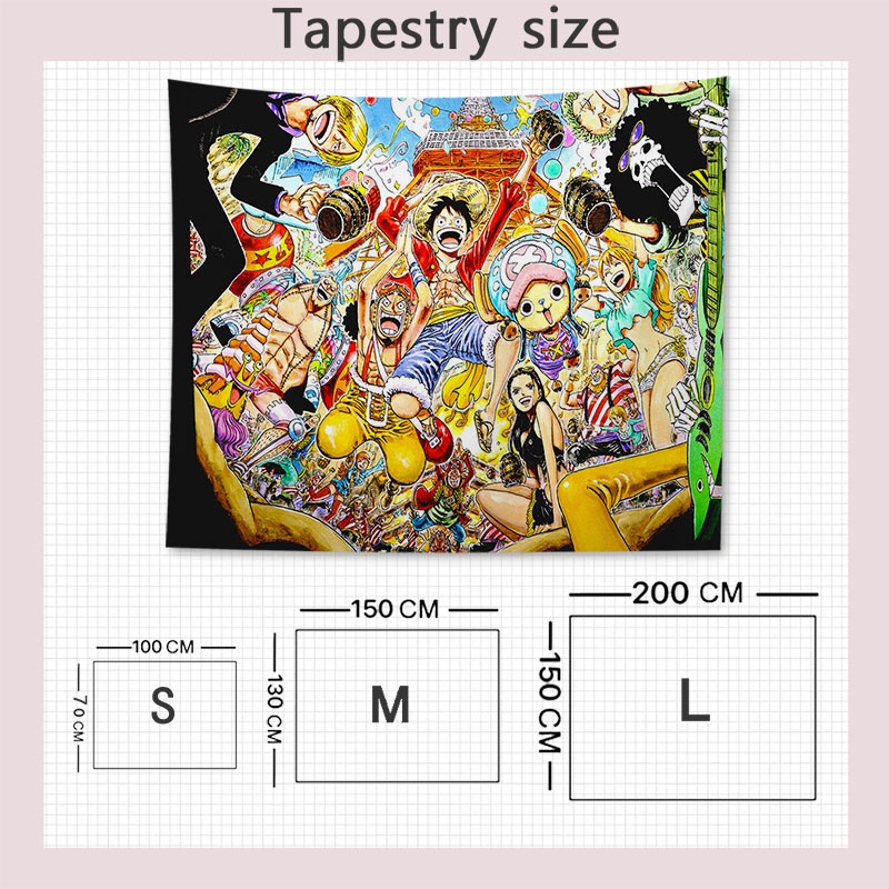 Thảm Treo Tường Họa Tiết Hoạt Hình One Piece Chất Liệu Polyester Trang Trí Phòng Khách / Phòng Ngủ