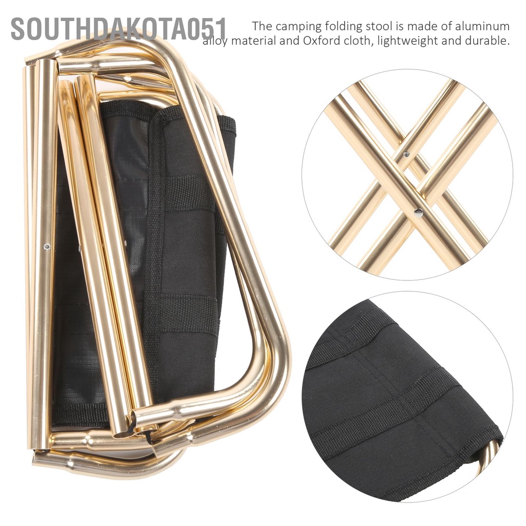 [Hàng Sẵn] Ghế gấp gọn mini di động Hợp kim nhôm ngoài trời câu cá Cắm trại【Southdakota051】