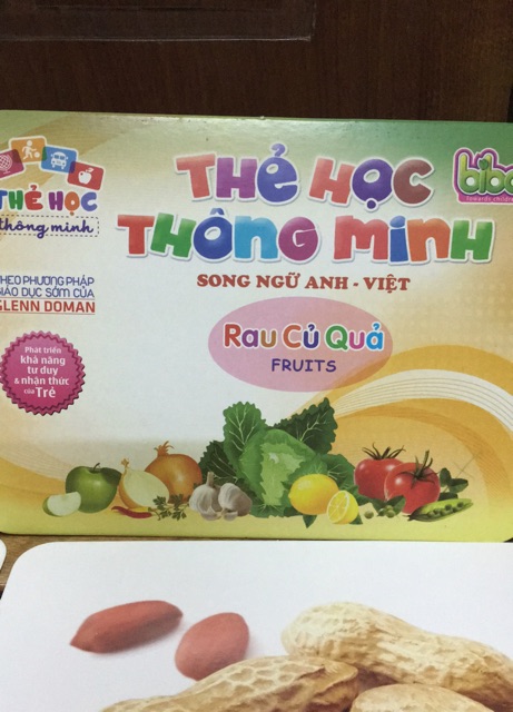 Thẻ học thông minh song ngữ anh -việt ,chủ đề rau củ quả( gồm 20 thẻ ) - Bibo