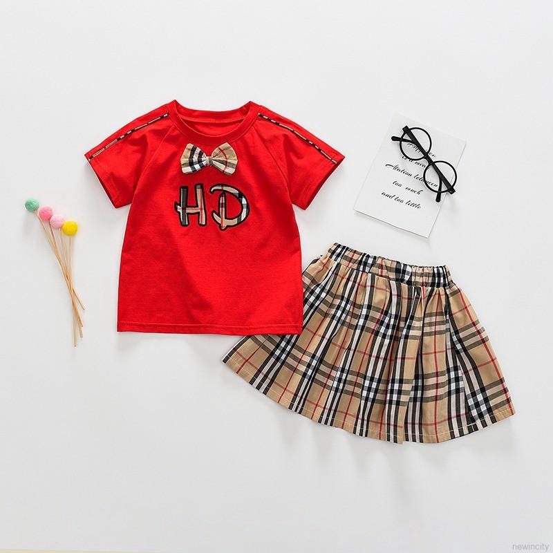 Set Áo Thun Tay Ngắn &amp; Quần Short Caro Cho Bé