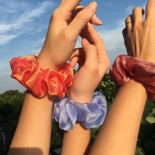 {Ảnh thật} cột tóc vải scrunchies von lụa ánh kim
