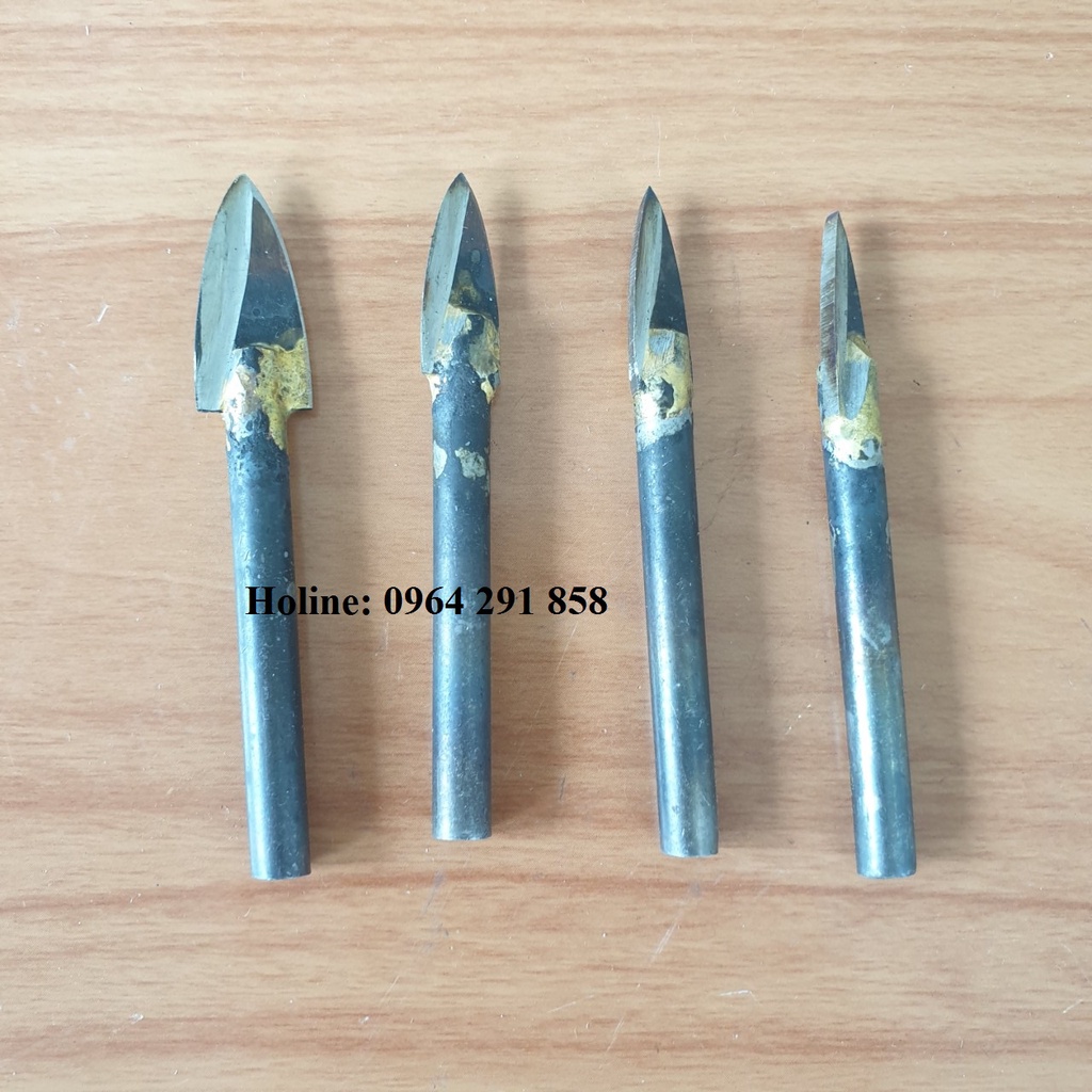 4 mũi phá gỗ 2 cạnh hay mũi khắc tỉa điêu khắc gỗ siêu nhanh trục 6mm đầu 8,10,12,14mm