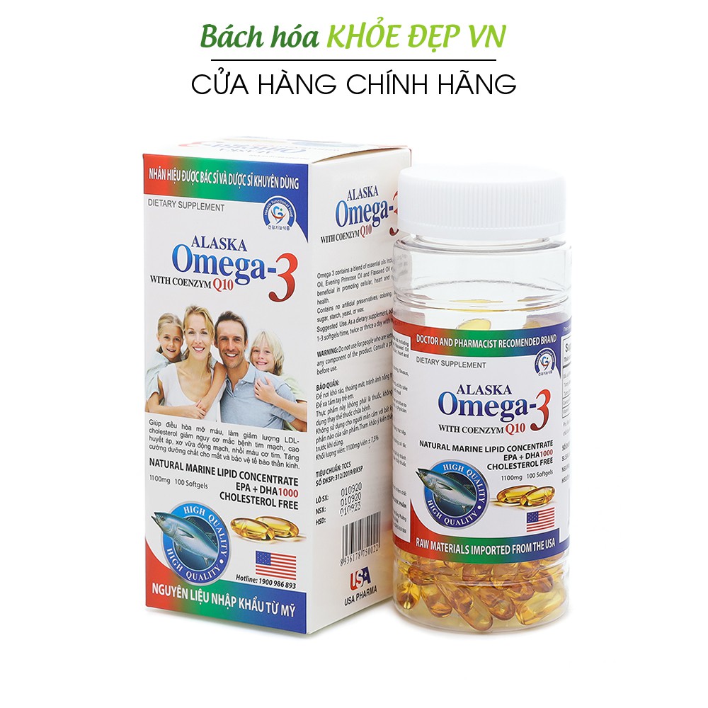 Viên dầu cá Alaska Omega 3 bổ não, sáng mắt, khỏe tim mạch - 100 viên [Alaska Omega-3 Trắng]