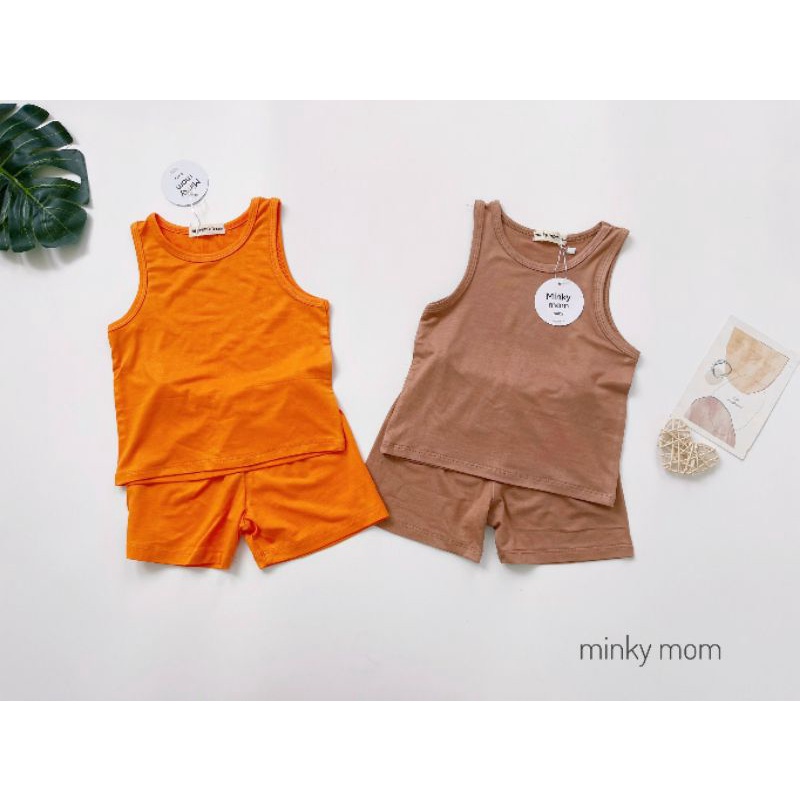 Bộ Ba lỗ Màu Trơn thun lạnh SIZE ĐẠI TỪ 20-32KG MINKY MOM cho bé trai bé gái