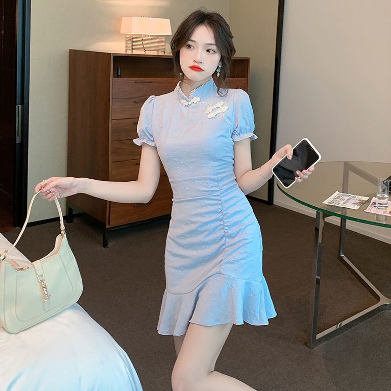 Sườn Xám Cách Tân Dáng Ôm Thoáng Khí Phong Cách Trung Hoa Cho Nữ