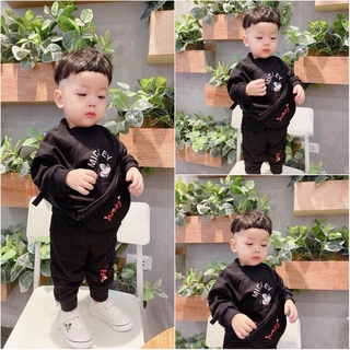 BỘ QUẦN ÁO THU ĐÔNG BÉ TRAI, SET ÁO  QUẦN CHẤT NỈ DA CÁ BÉ TRAI
