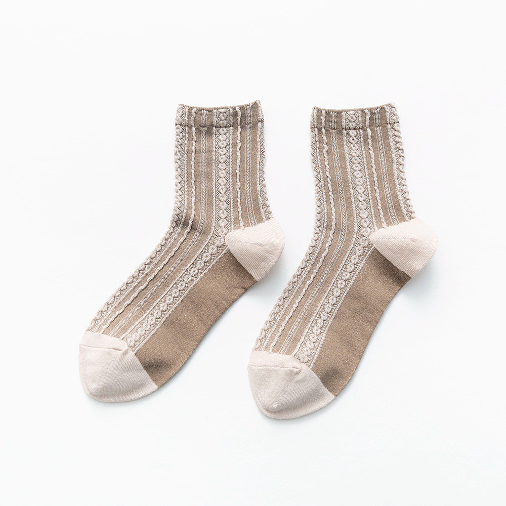 Vớ / tất cổ cao phong cách vintage họa tiết in nổi - UniLabel