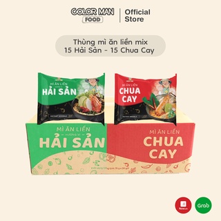 Thùng Mì Gói COLOR MAN 30 GÓI MIX 15 gói Hải Sản - 15 gói Chua Cay sản xuất từ 100% khoai tây