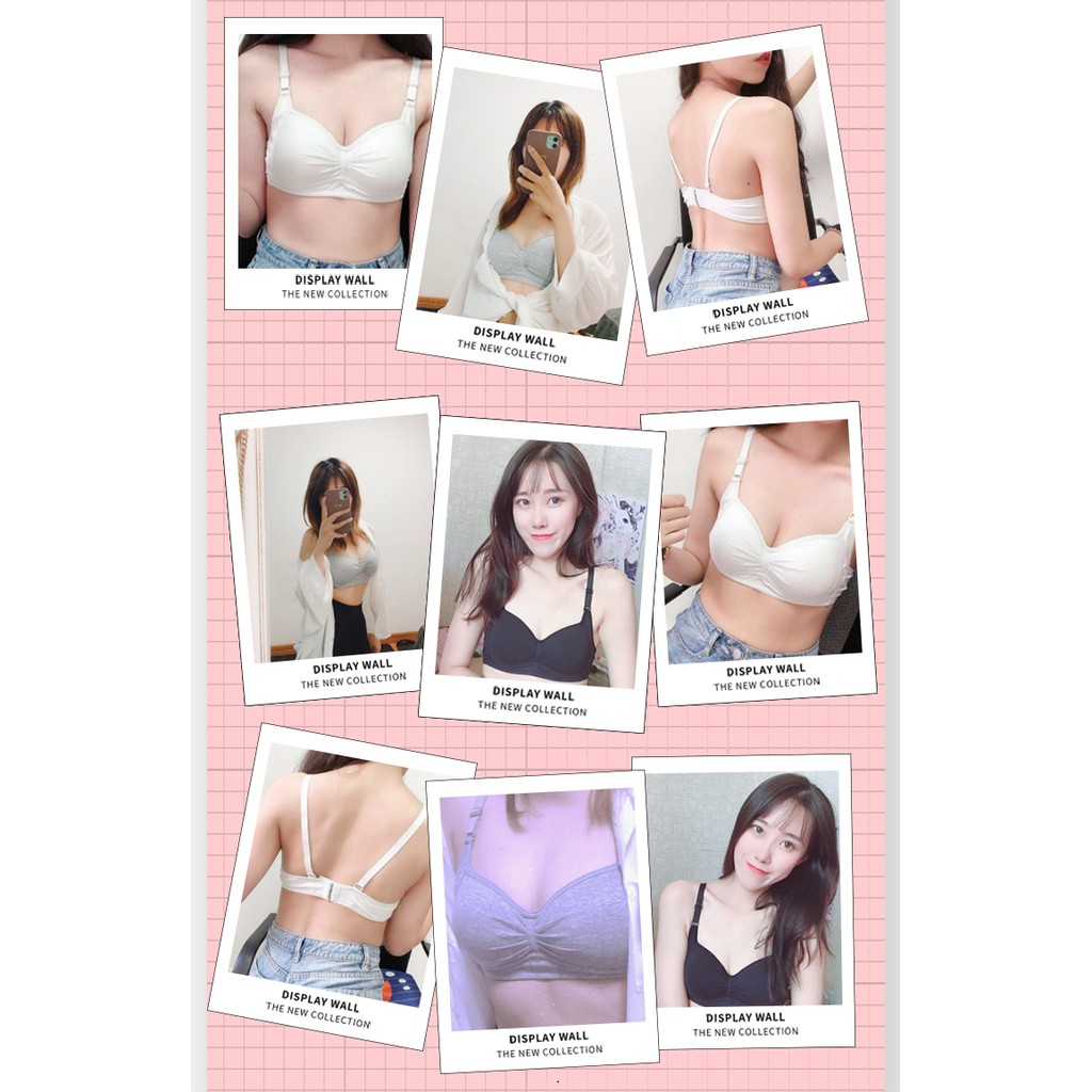 Áo Bra bralette áo ngực áo lót nữ cotton tinh khiết không gọng đệm mỏng màu Phấn nhẹ sinh phù hợp cho cả ngực nhỏ_AL56