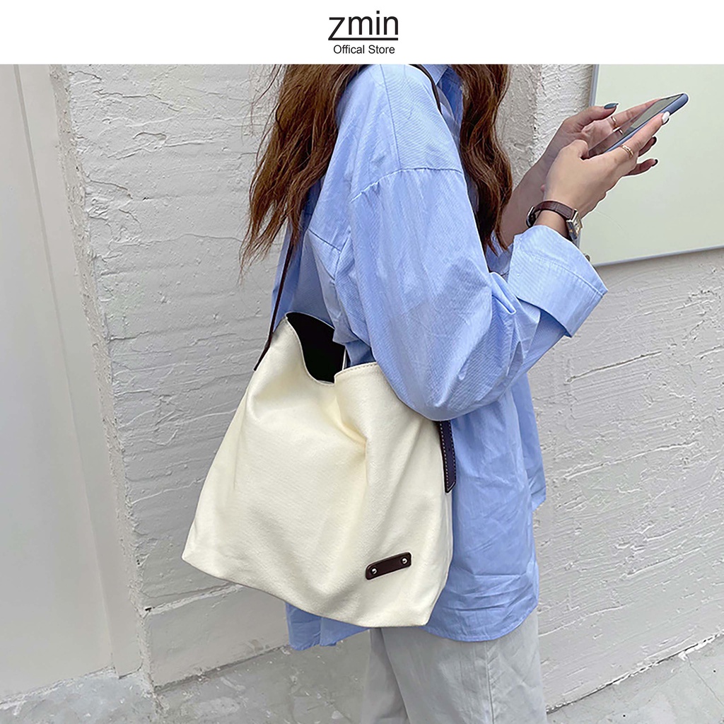 Túi tote đeo vai thời trang Zmin, chất liệu canvas cao cấp - T004