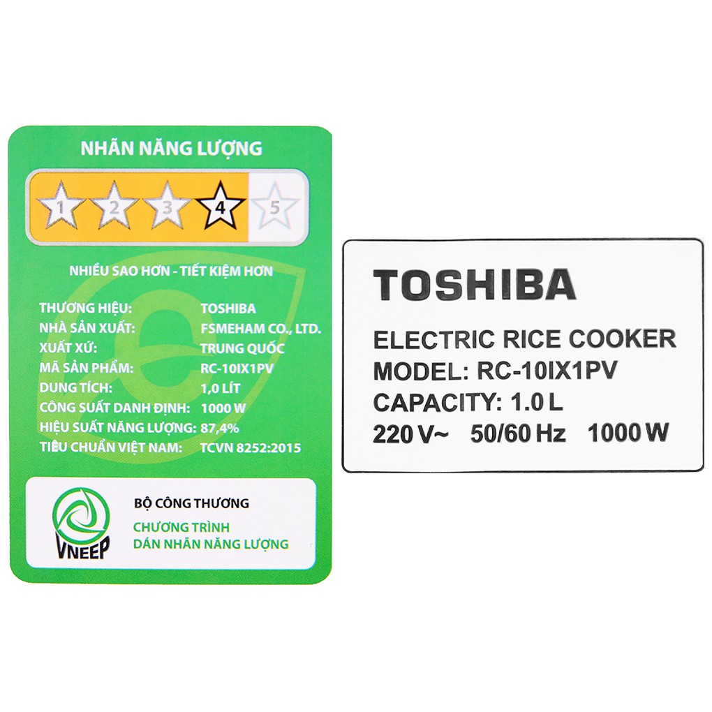 [Mã ELHADEV giảm 4% đơn 300K] Nồi cơm điện tử cao tần Toshiba RC-10IX1PV - Bảo Hành Chính Hãng