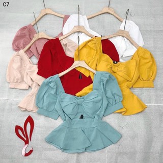 Áo peplum nơ bigsize 60=>90kg( áo kiểu  bigsize)