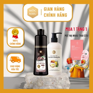 [Mộc Nhu] Dầu gội phủ bạc Cà Phê Đen Mộc Nhu - Màu Nâu Đen & Dầu xả dầu dừa hương nhu