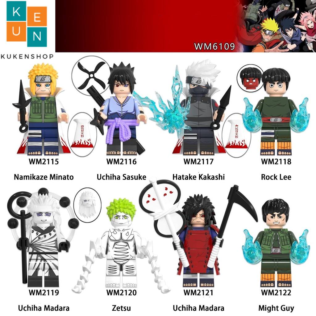 Minifigures Các Mẫu Nhân Vật Trong Naruto WM6109 MINATO SASUKE  KAKASHIROCK LEE MADARA ZETSU MIGHT GUY