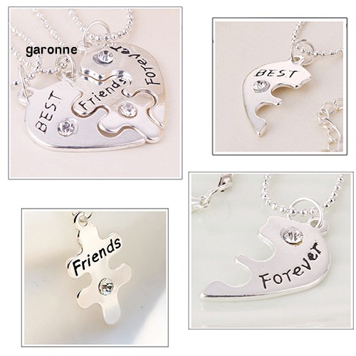 Set 3 Dây Chuyền Tình Bạn Mặt Nửa Trái Tim Khắc Chữ Best Friend Forever