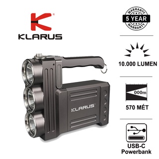 Đèn pin siêu sáng KLARUS RS80GT sáng 10000lm chiếu xa 570m 3 LED CREE XHP70 sạc USB-C kèm pack pin