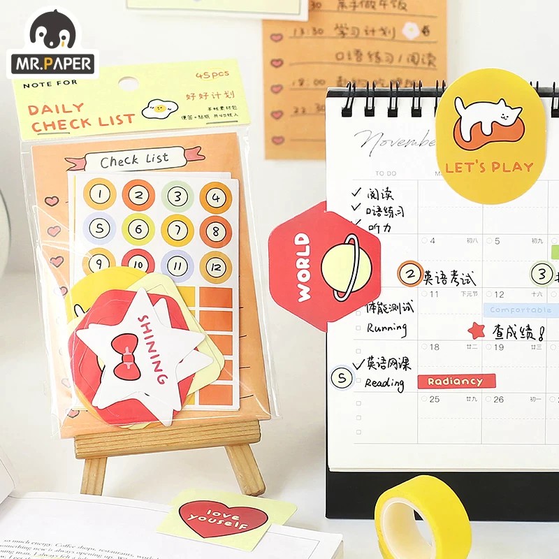 Bộ 30 Giấy Ghi Chú Và Hình Dán Theo Dõi Công Việc Hàng Ngày Habit Tracker Note Sticker