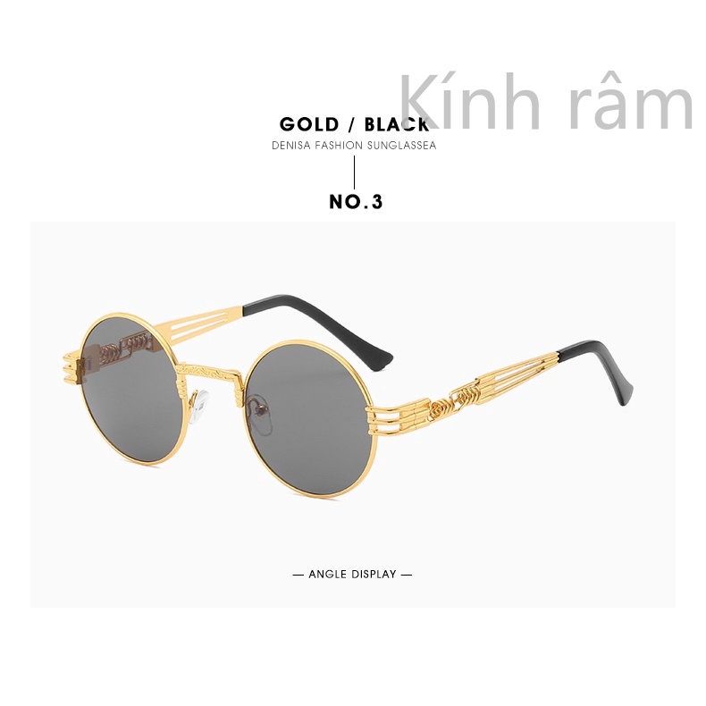 Kính mát gọng kim loại tròn chống nắng UV400 cho nam
