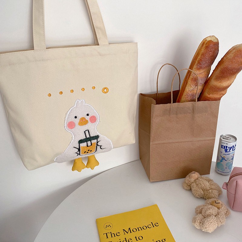 Túi Tote Vải Bố Hình Vịt Dễ Thương