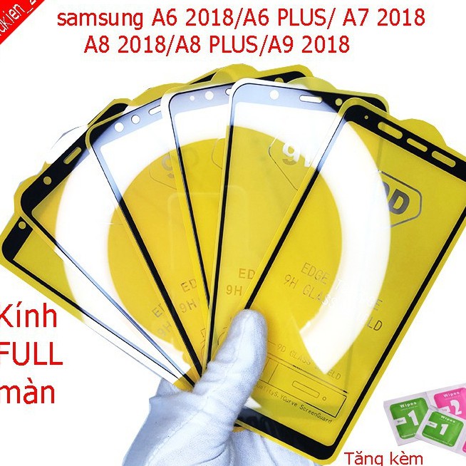 Cường lực SAMSUNG A6 2018/A6 PLUS/ A7 2018/A8 2018,A8 PLUS/A9 2018 Tặng kèm giấy lau kính khô và ướt