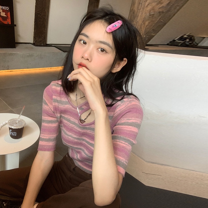 NRVP Áo Thun Tay Ngắn Dáng Ôm Phong Cách Hàn Quốc Thời Trang Mùa Hè Cho Nữ