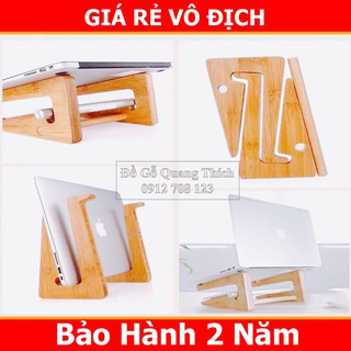 Giá đỡ Laptop, Kệ Laptop bằng gỗ tự nhiên cao cấp QT02